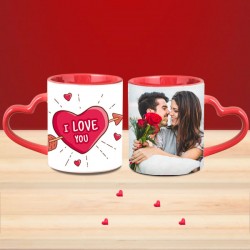 Personalized i love you heart handle mug
