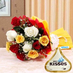 Mix roses with kisses chocolate