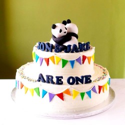 Double tier panda cake