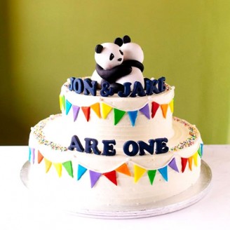 Double tier panda cake Online Cake Delivery Delivery Jaipur, Rajasthan