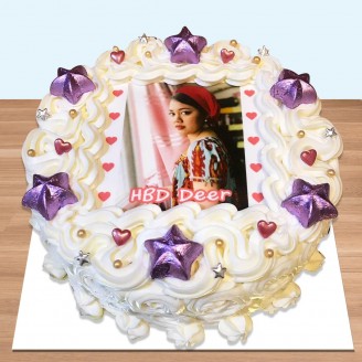 Photo cake for wife with homemade chocolates on top Online Cake Delivery Delivery Jaipur, Rajasthan