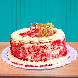 Red velvet cake with number candles Online Cake Delivery Delivery Jaipur, Rajasthan