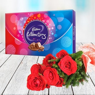 Cadbury celebration with roses Flowers with chocolates Delivery Jaipur, Rajasthan