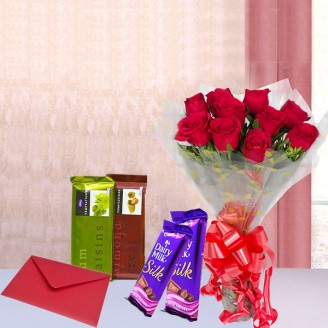 Rose ,chocolate and greeting card Gift Hampers Delivery Jaipur, Rajasthan