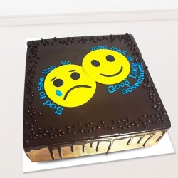 Sad and happy chocolate cake