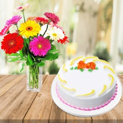 Low calorie cake with gerbera flower