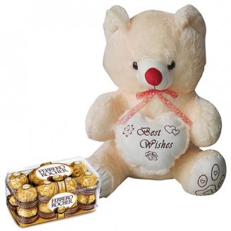 Teddy bear with ferreo rocher box Chocolate Delivery Jaipur, Rajasthan