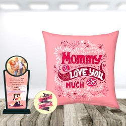 Cushion with personalized trophy and badge