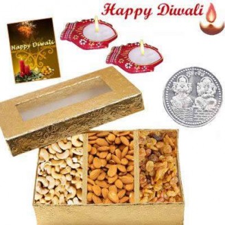 Dry fruit box, Designer Candle and Coin combo Delivery Jaipur, Rajasthan