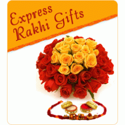 Roses bunch and rakhi