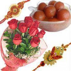 Gulab jamunn rakhi rose flower bunch