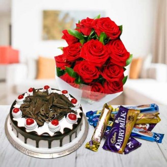 Flowers, cake and cadbury chocolates hamper Online cake and flower delivery in Jaipur Delivery Jaipur, Rajasthan
