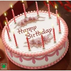 Tasty strawberry cake with candles